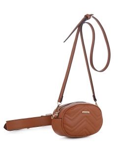 Designer Inspired Covertible Waist Bag Crossbody BS-2244 BROWN